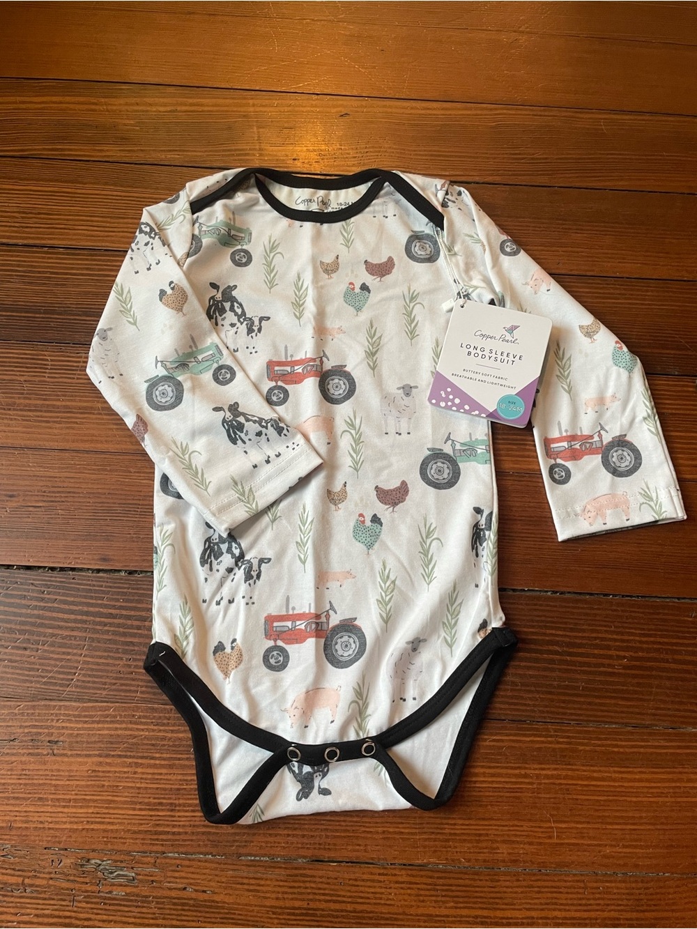 Copper pearl long sleeve body suit